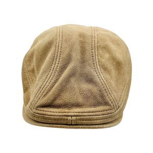 Scala Distressed Brown Leather Cabbie Newsboy Hat Cap Sz L/XL 100% Leather